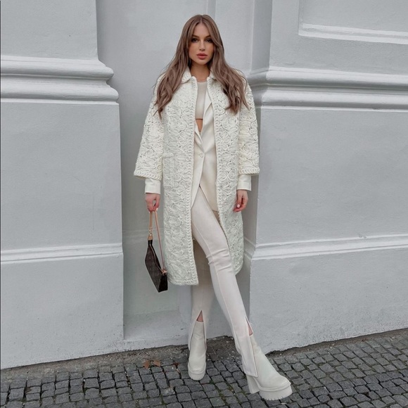 Zara Ecru Structured Wool Blend Coat - Picture 7 of 17